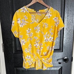 West Kei Yellow Tie Front Blouse
